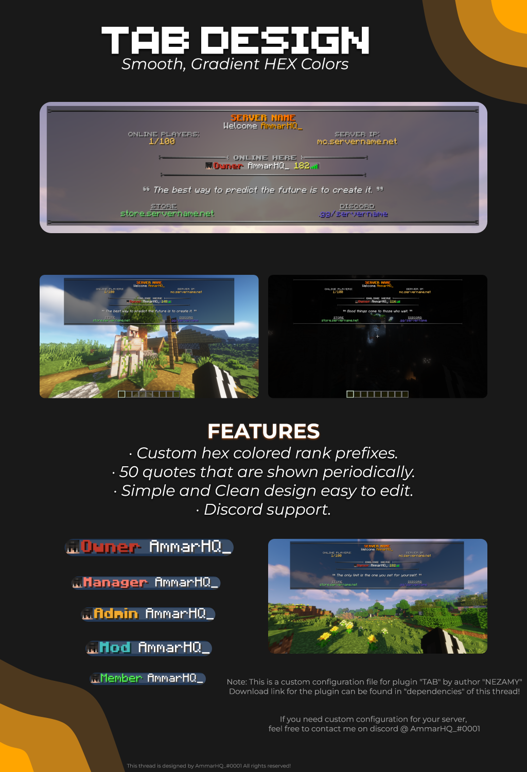 Tab Configfree TAB DESGIN Custom TAB Config on voxel.shop - Minecraft Configurations
