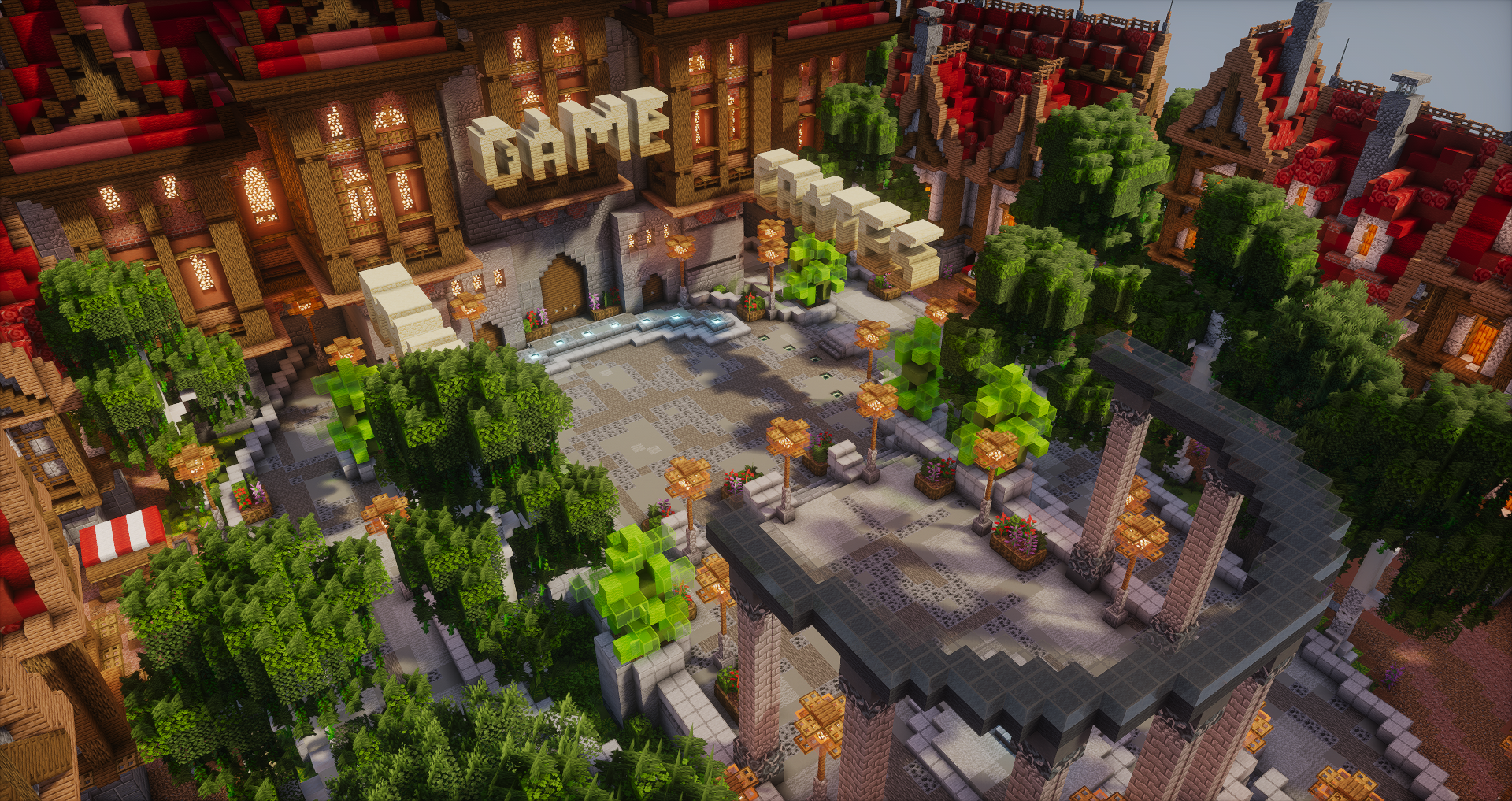 Red Medieval LOBBY 160x160 on voxel.shop - Minecraft Builds