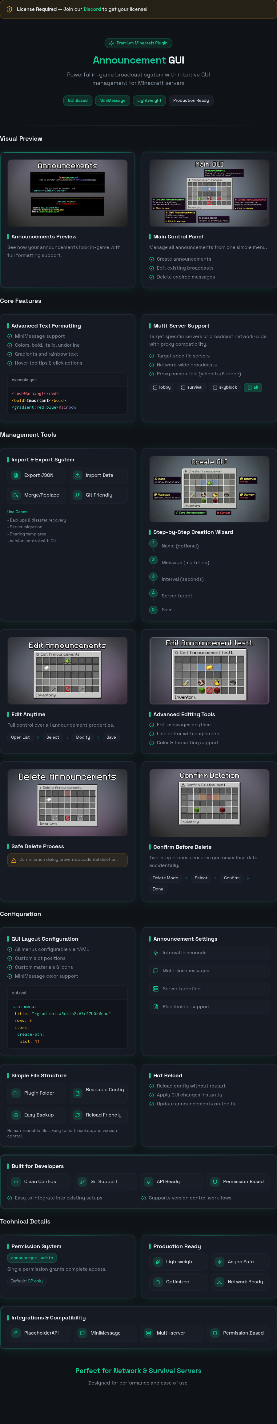 AnnouncementGUI | Plugin on voxel.shop - Minecraft Plugins