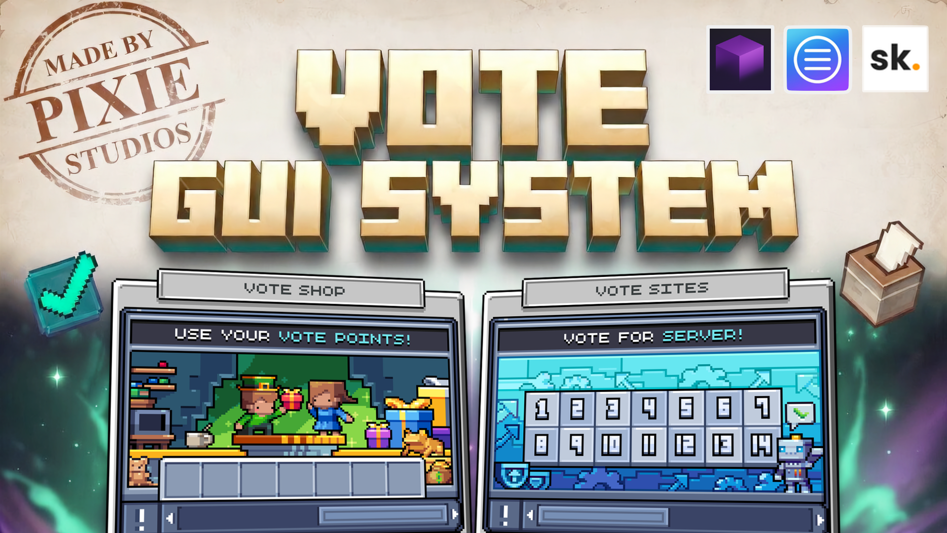 Voting Menu Vote System GUI | DeluxeMenus on voxel.shop - Minecraft Resource packs